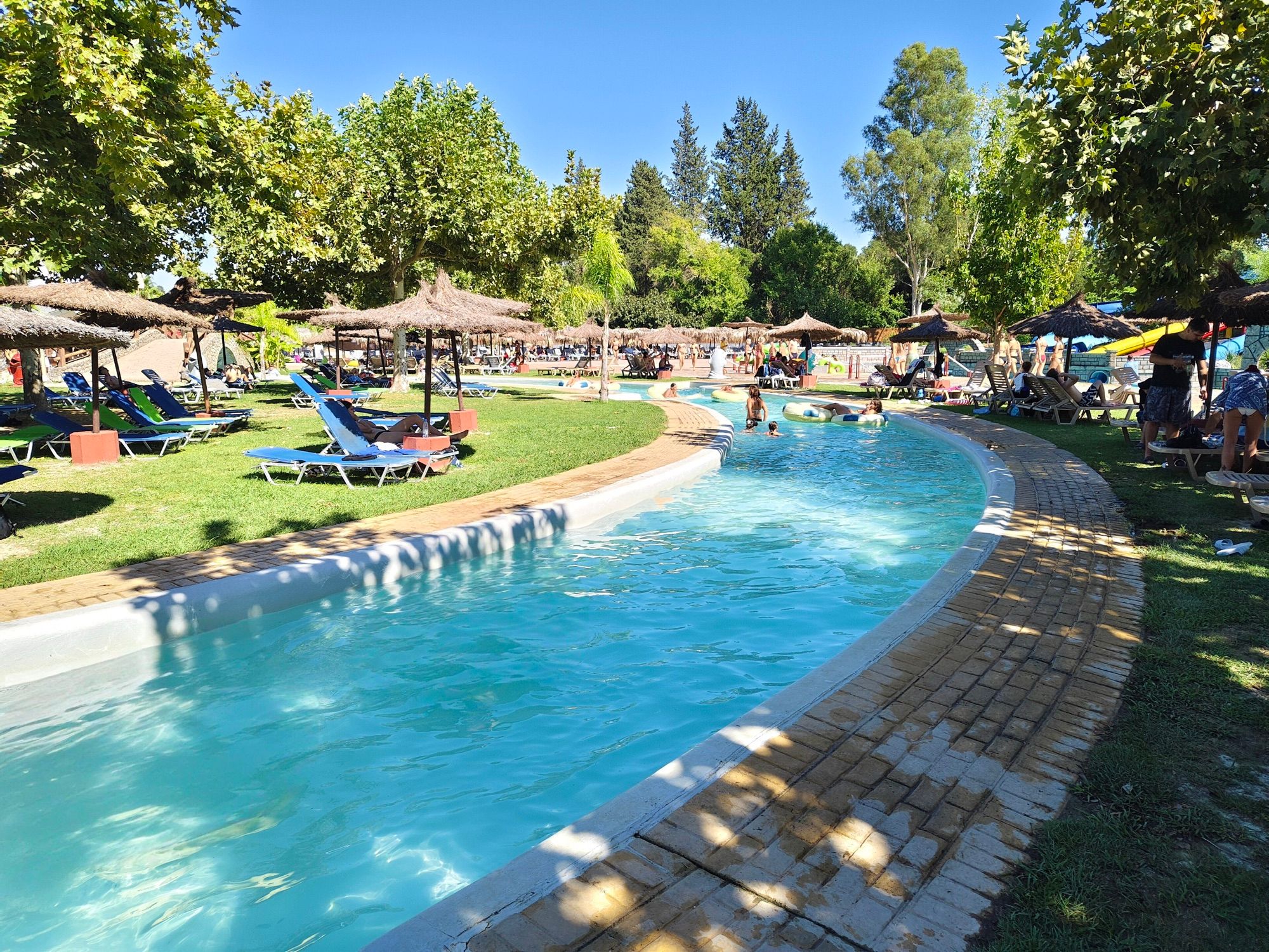 The lazy river winding through the gardens