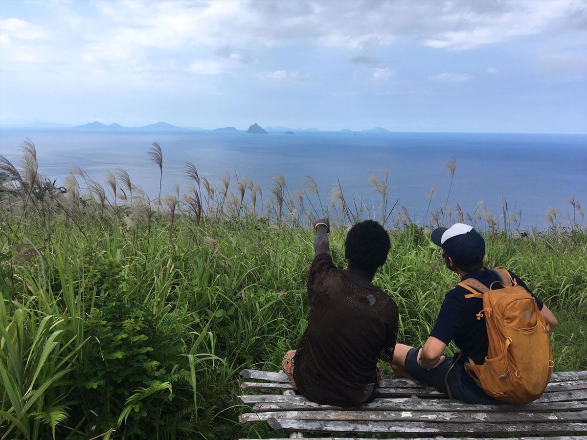 Resting at a lookout over the offshore islands