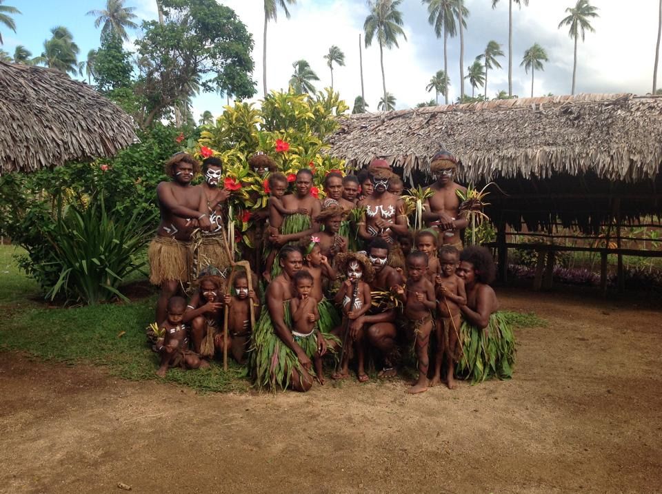Villagers in kastom dress at Leweton