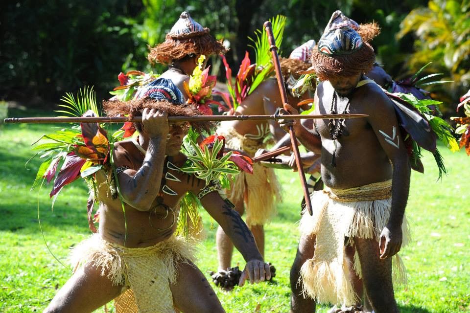 Kastom dance with leaf costumes