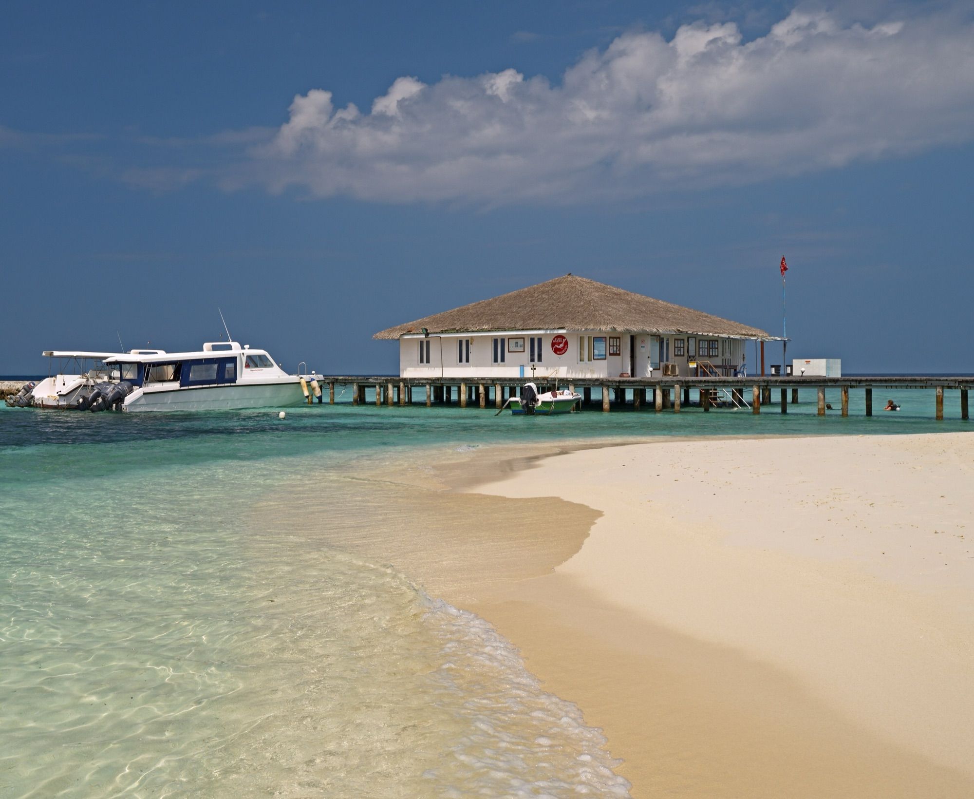 A dive centre on the jetty, ready for the day's boat