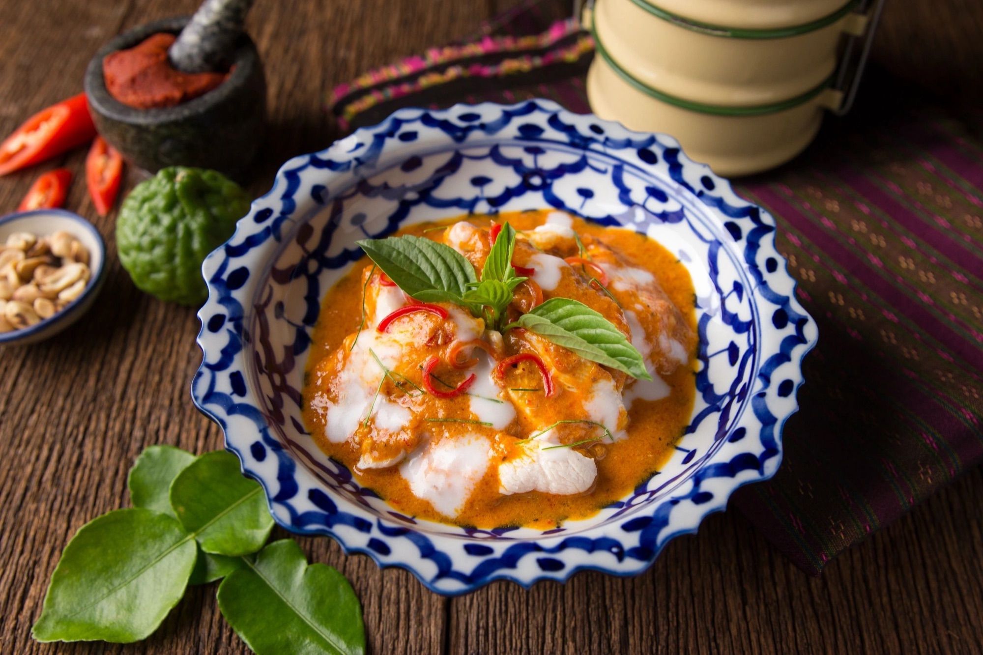 Red curry with kaffir lime and chillies
