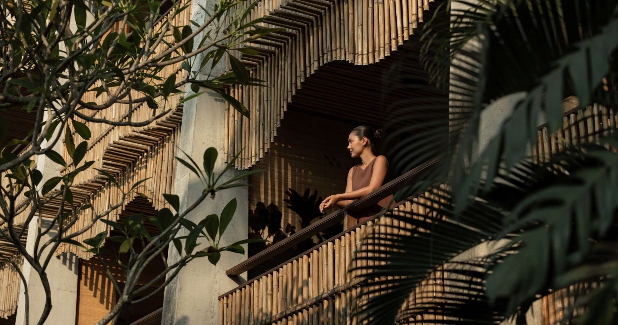 Balcony surrounded by tropical plants
