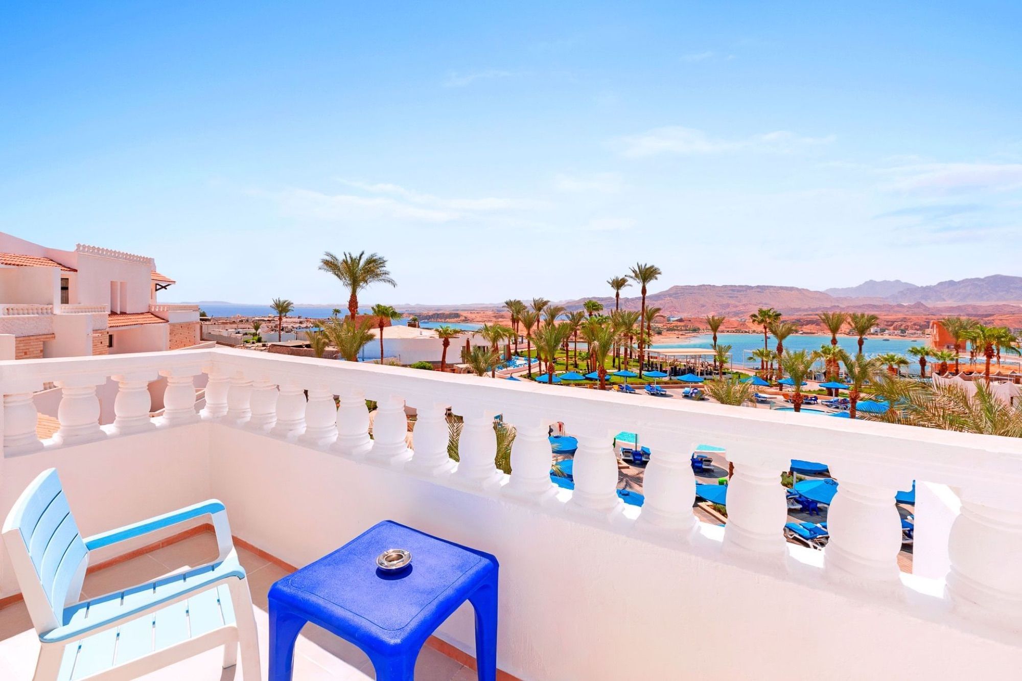 Sea-view balcony of a standard room at Albatros Sharm Resort