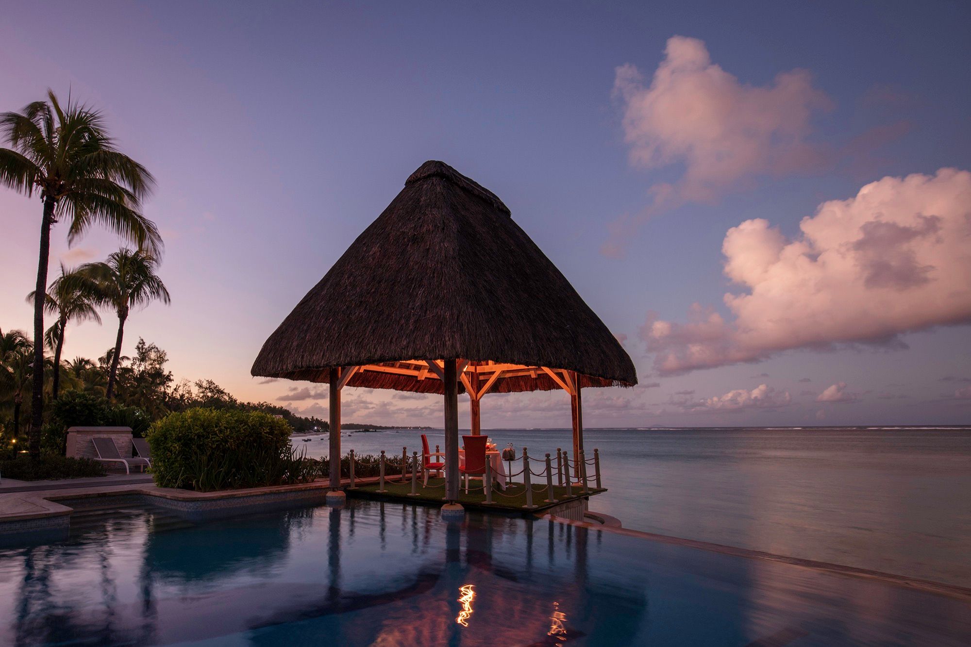 Pool kiosk at dusk