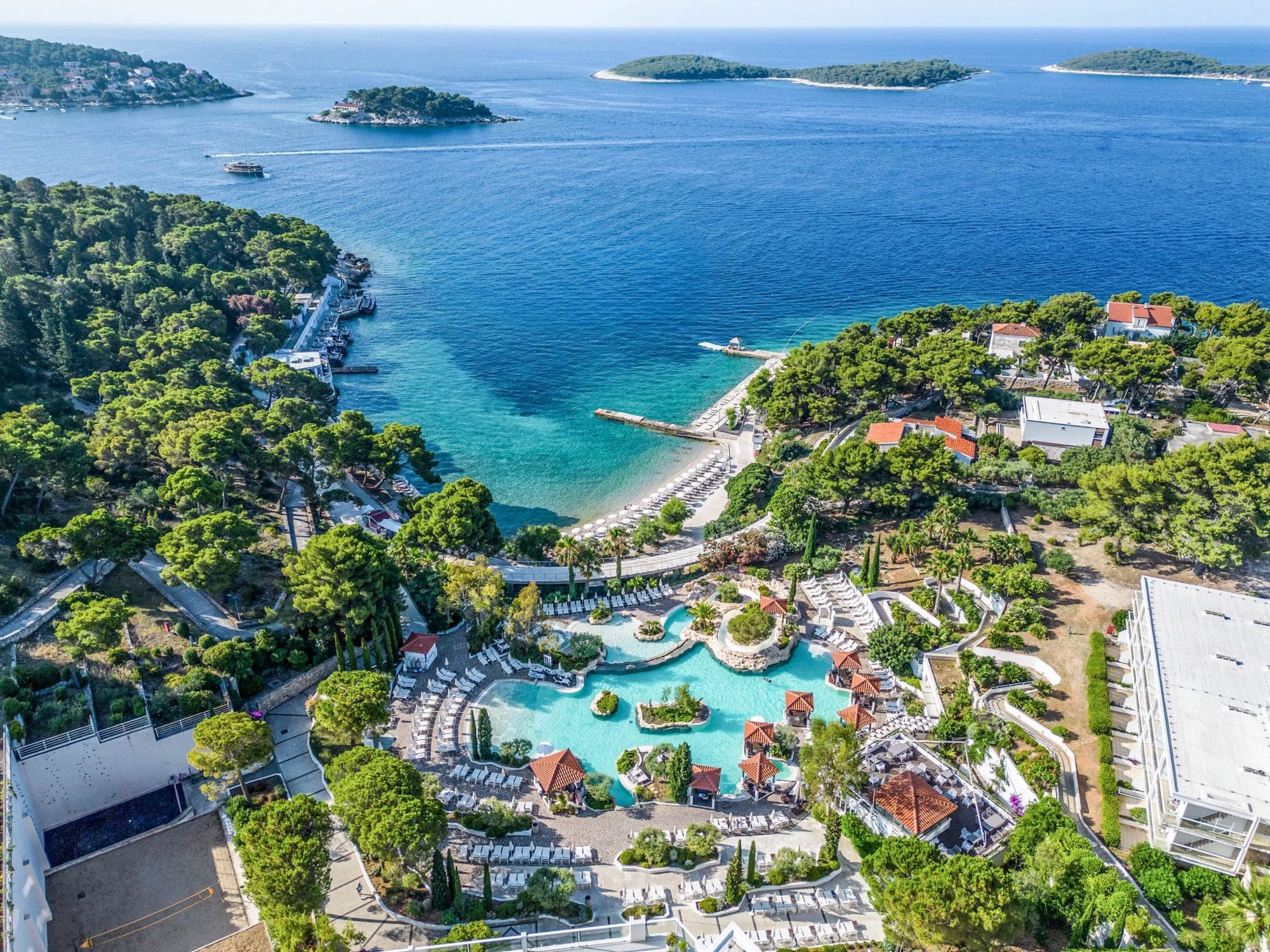 Aerial view of the resort and Hvar coast
