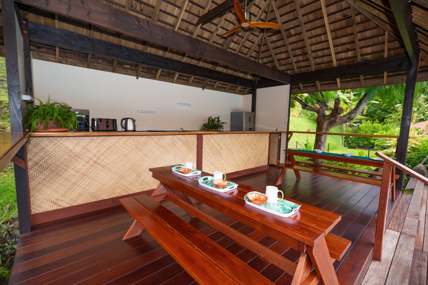 Open-air kitchen and dining deck