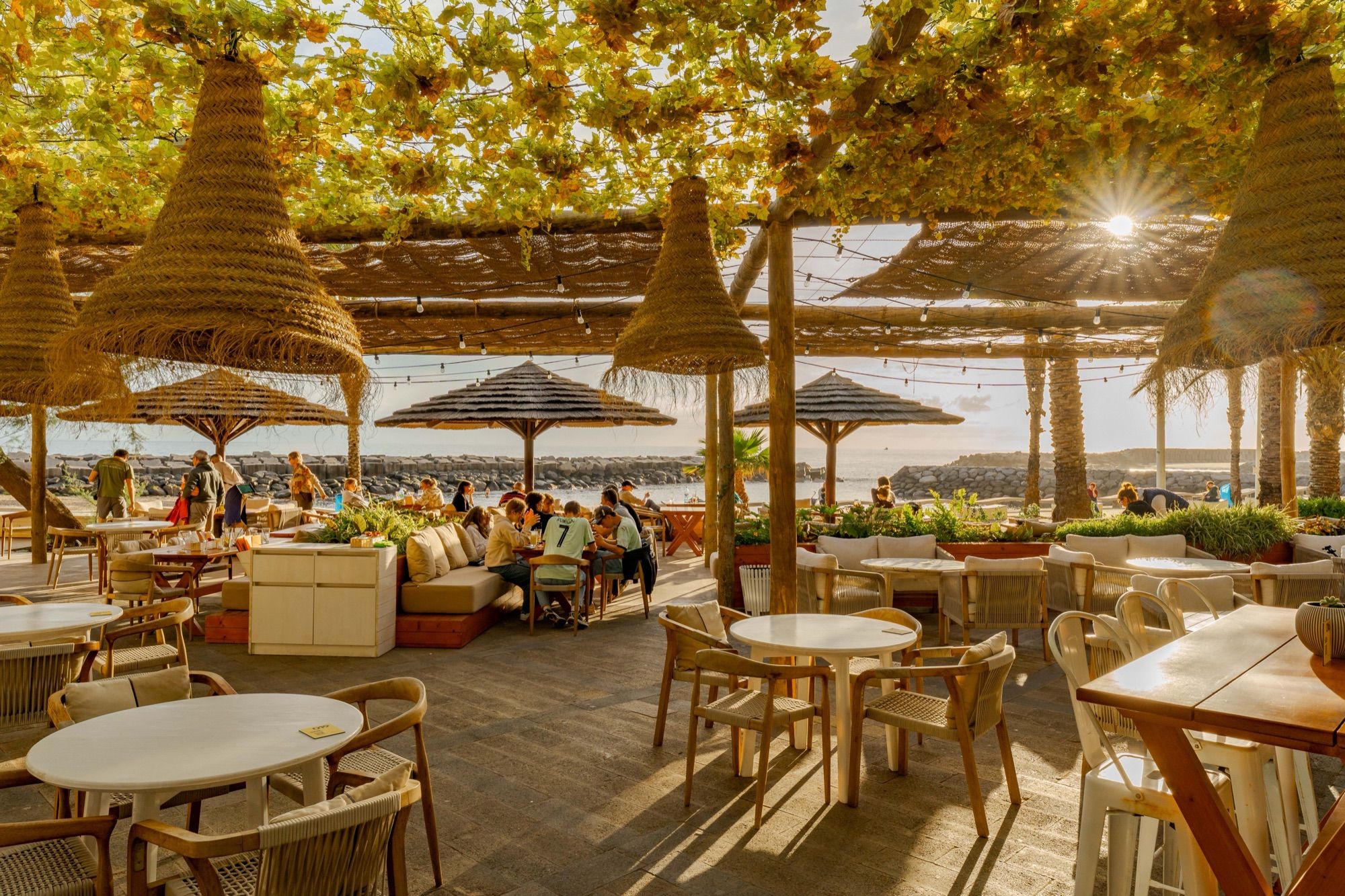 Beach-club terrace restaurant