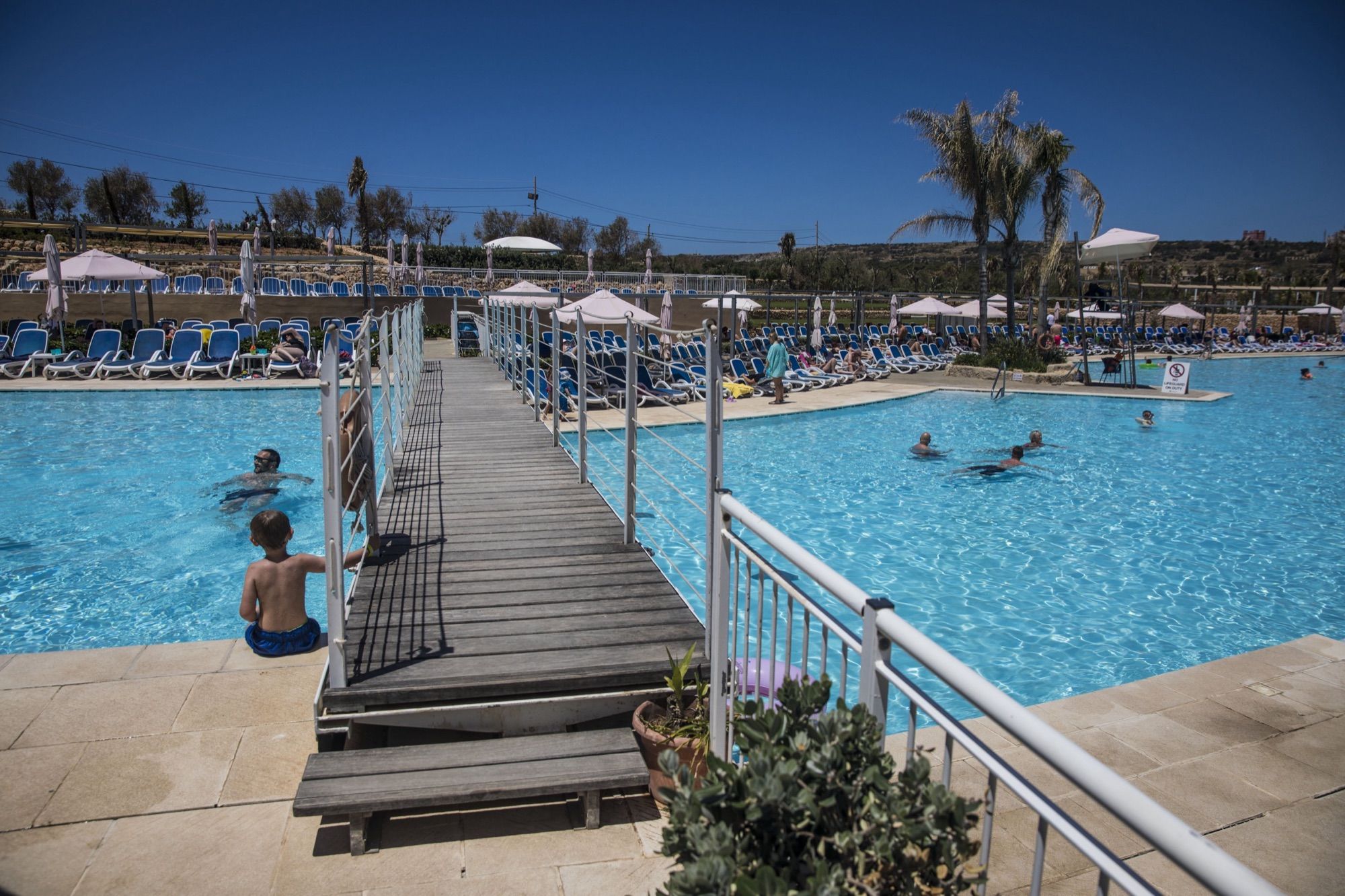 Walkway across the main pool