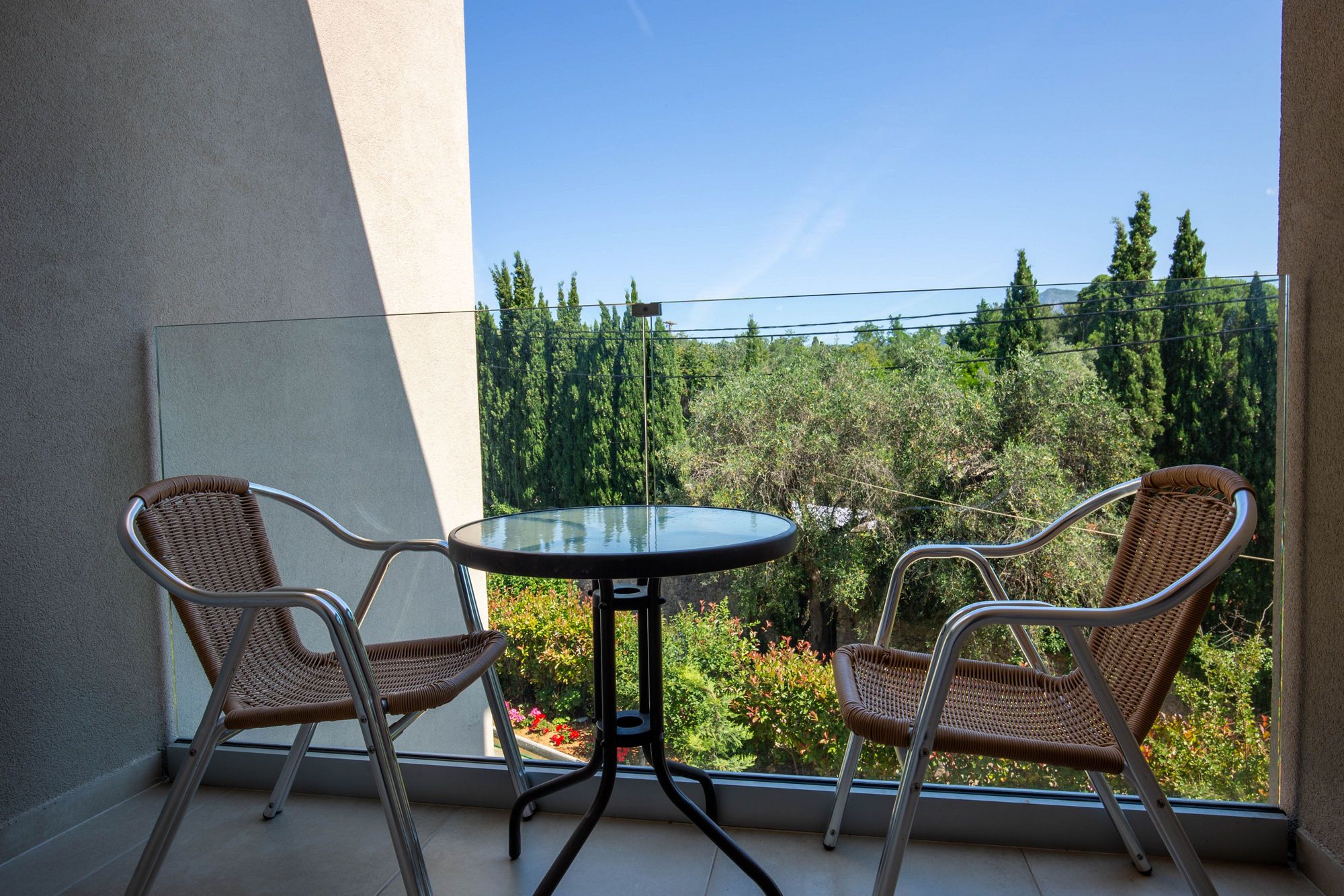 Balcony overlooking the garden