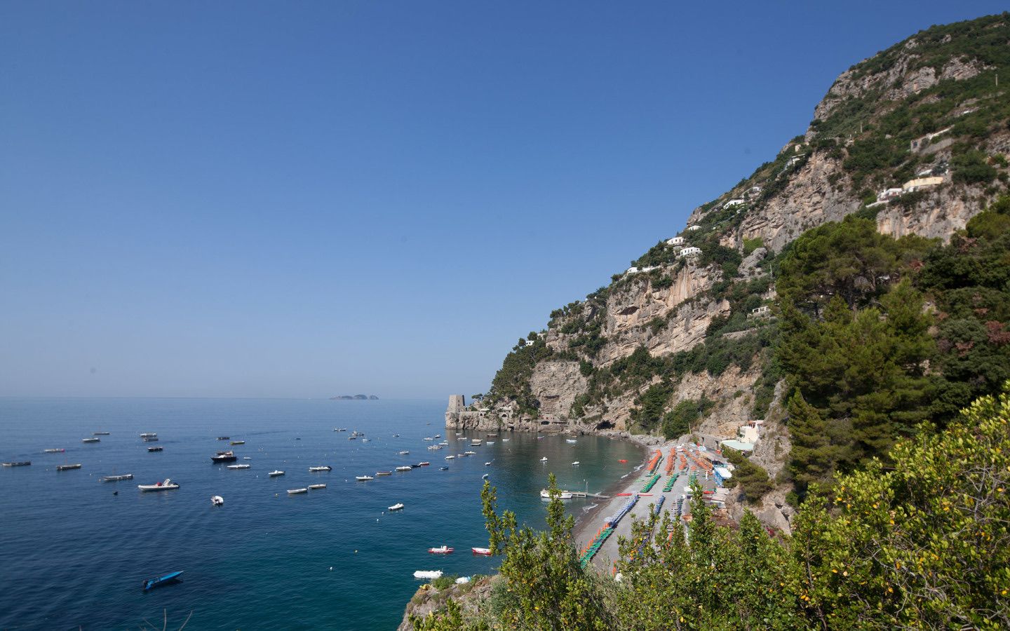 Fornillo bay and the cliffs west of Positano