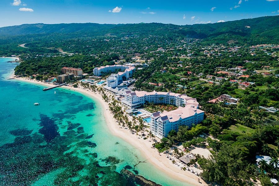 The hotel and beach from above