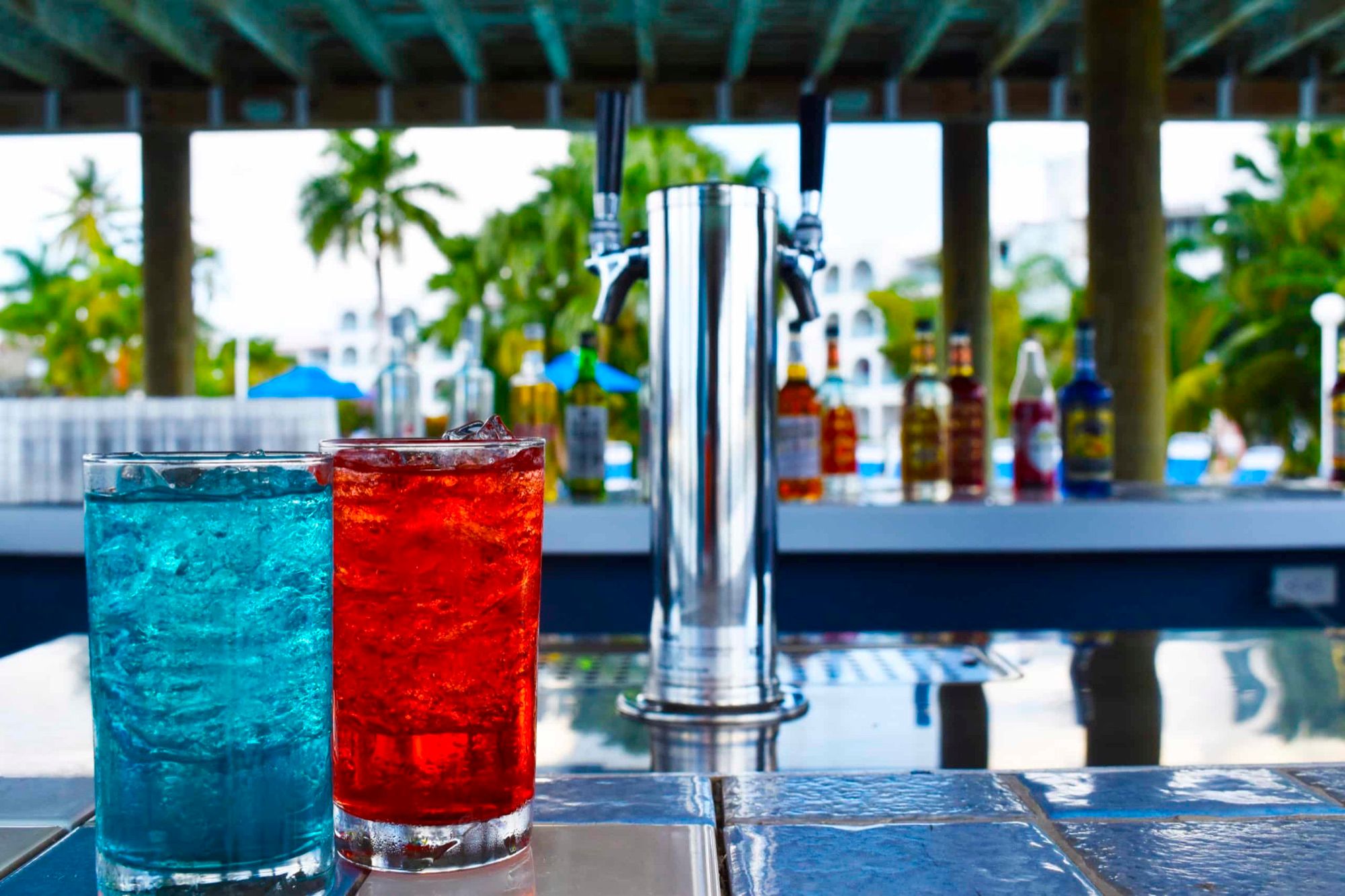 Colourful drinks at the pool bar