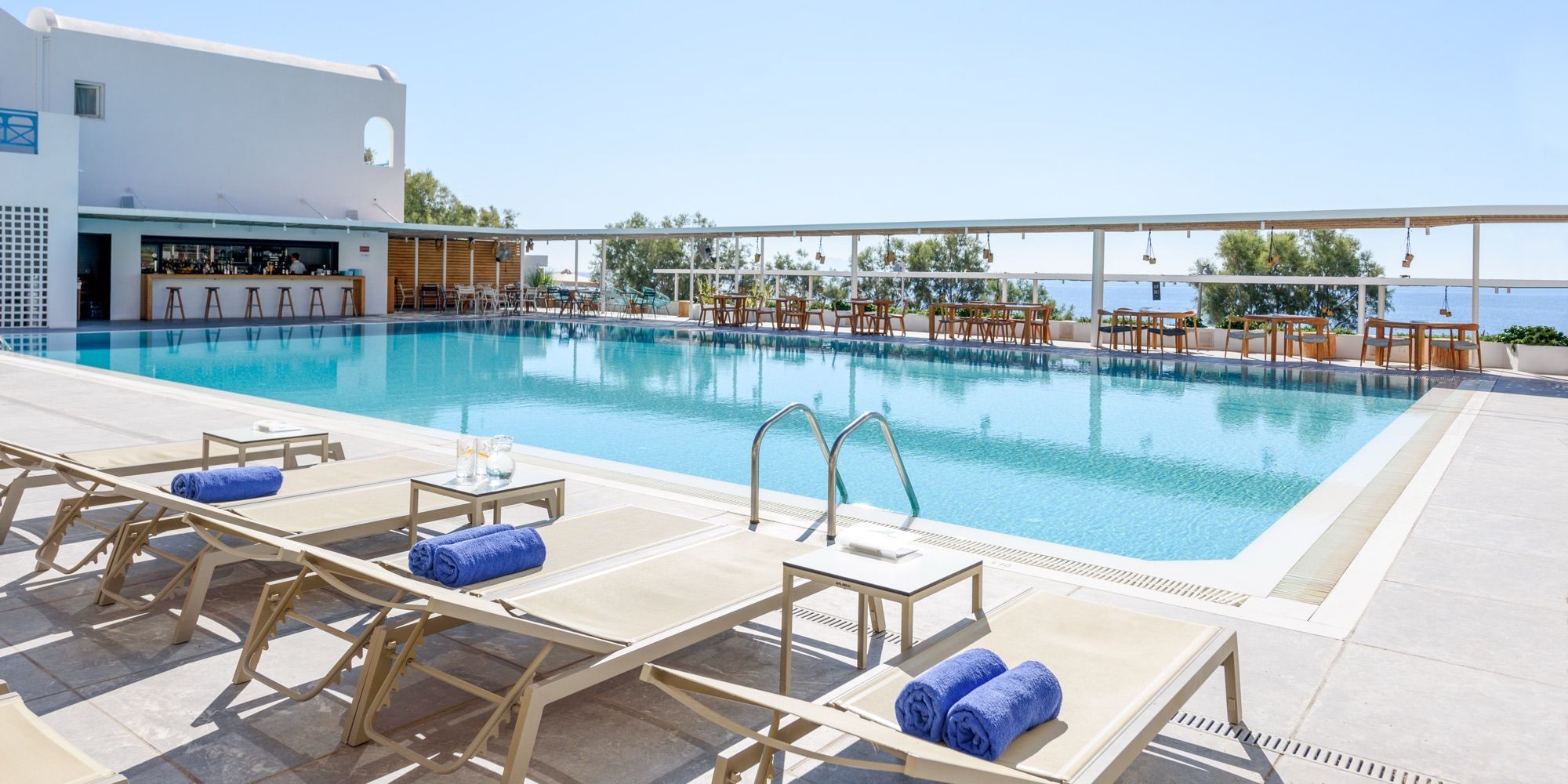 Large sea-view pool at Kamari Beach Hotel