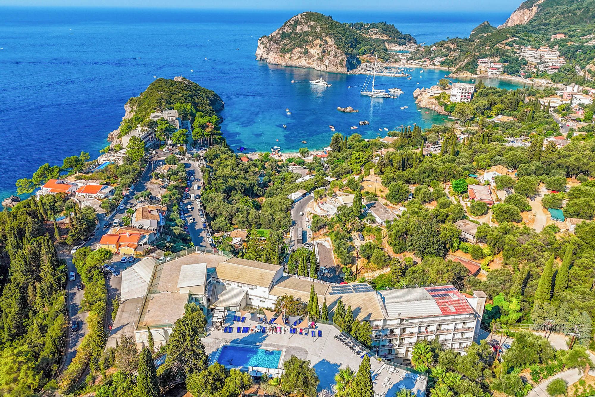 Paleokastritsa bay seen from above the hotel