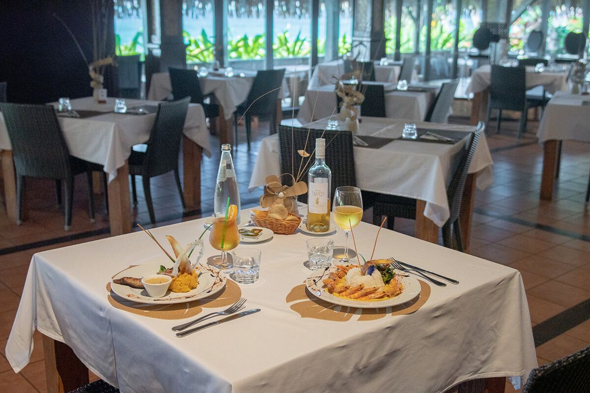 Restaurant set for dinner