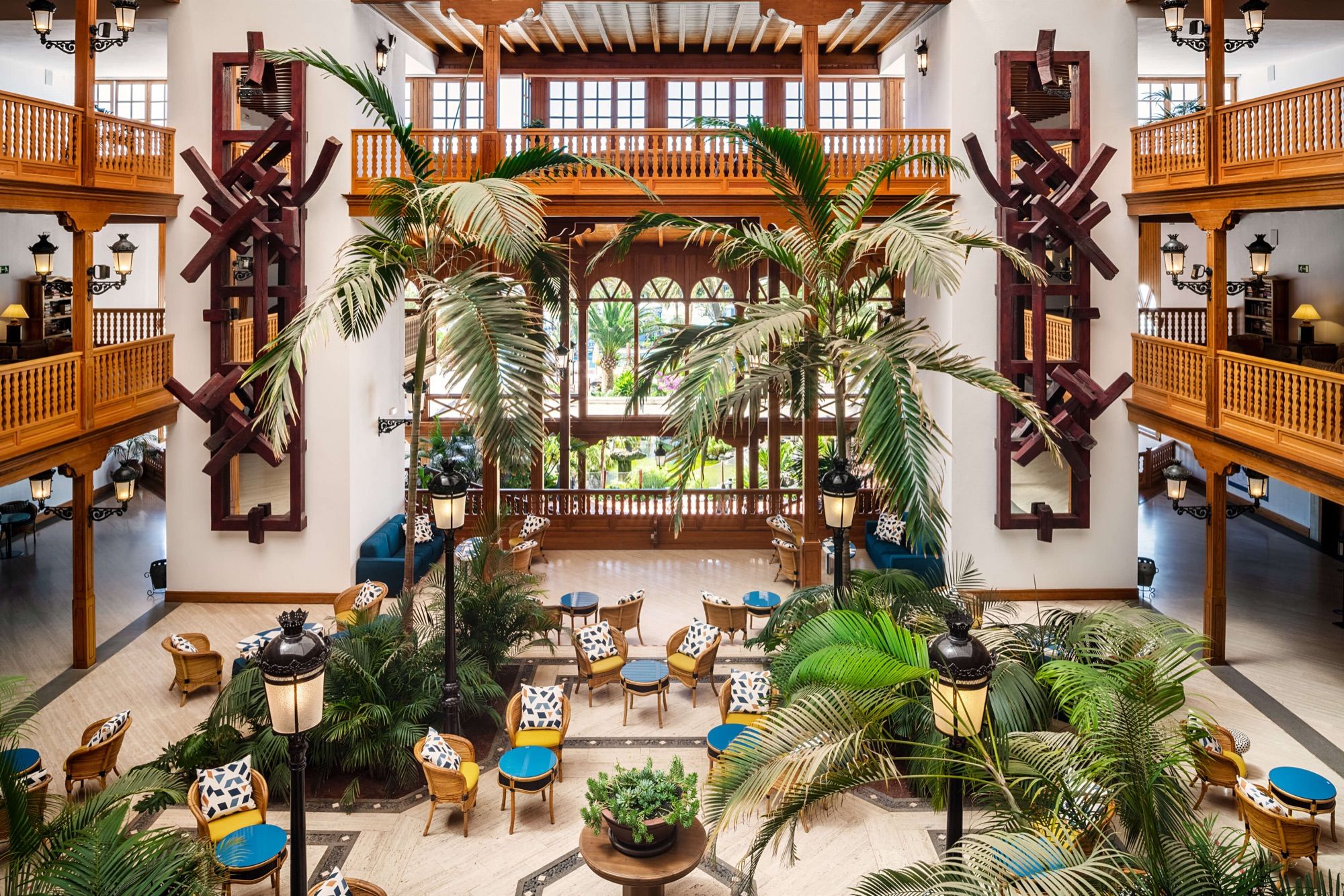 Atrium with Canarian wooden balconies, Seaside Los Jameos