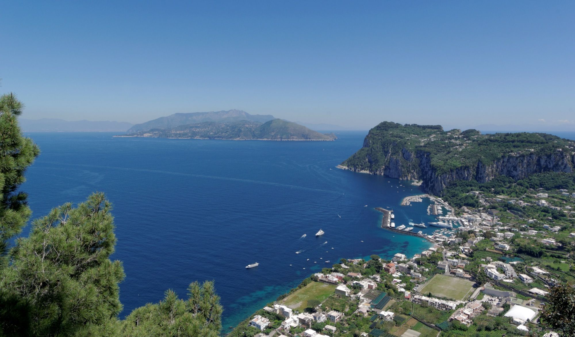 Capri's Marina Grande harbour seen from Anacapri
