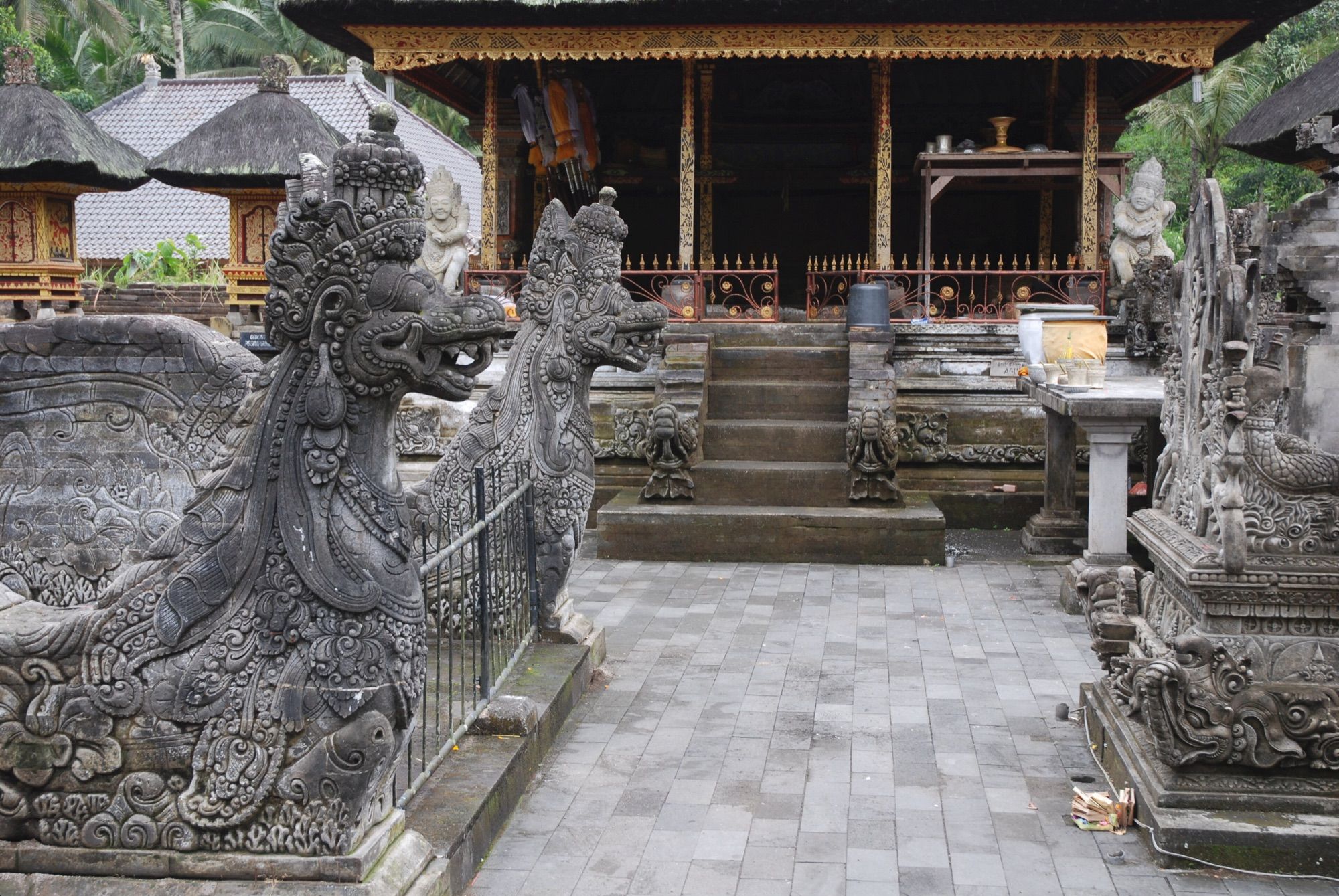 Carved guardians at Tirta Empul temple