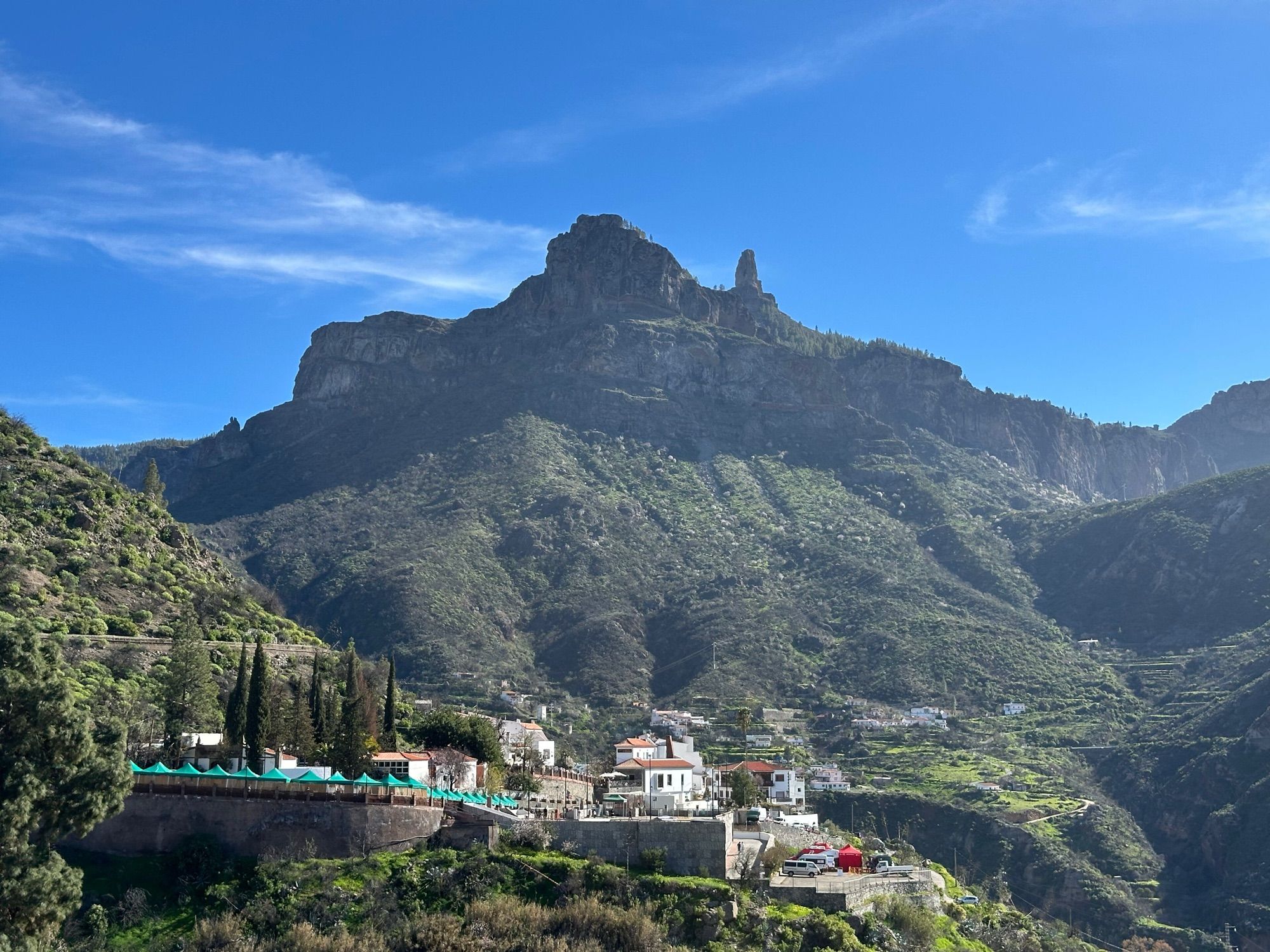 Tejeda village below the peaks of central Gran Canaria
