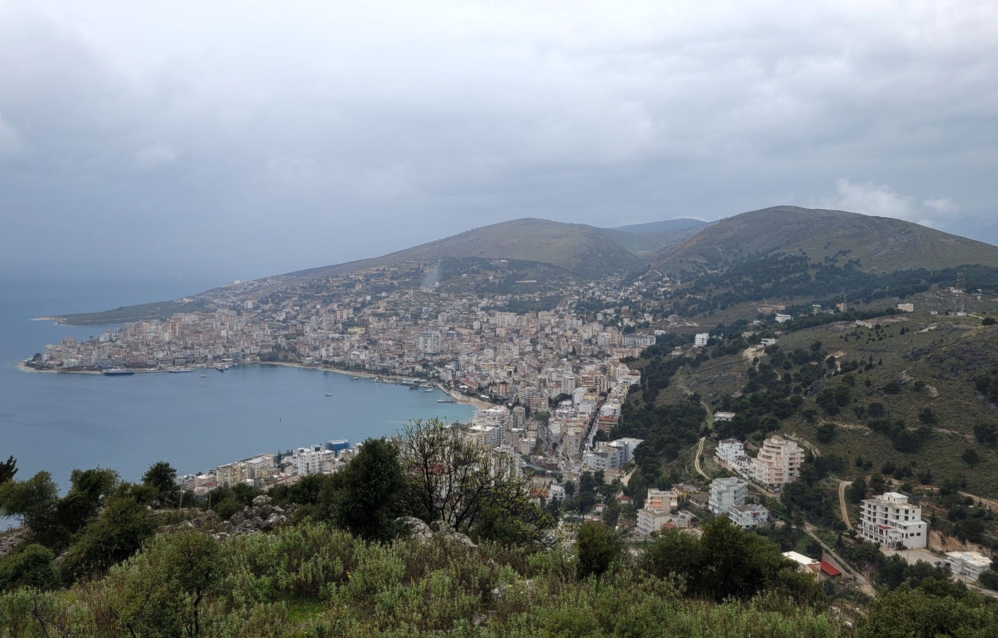 Sarandë and its bay on the Albanian coast