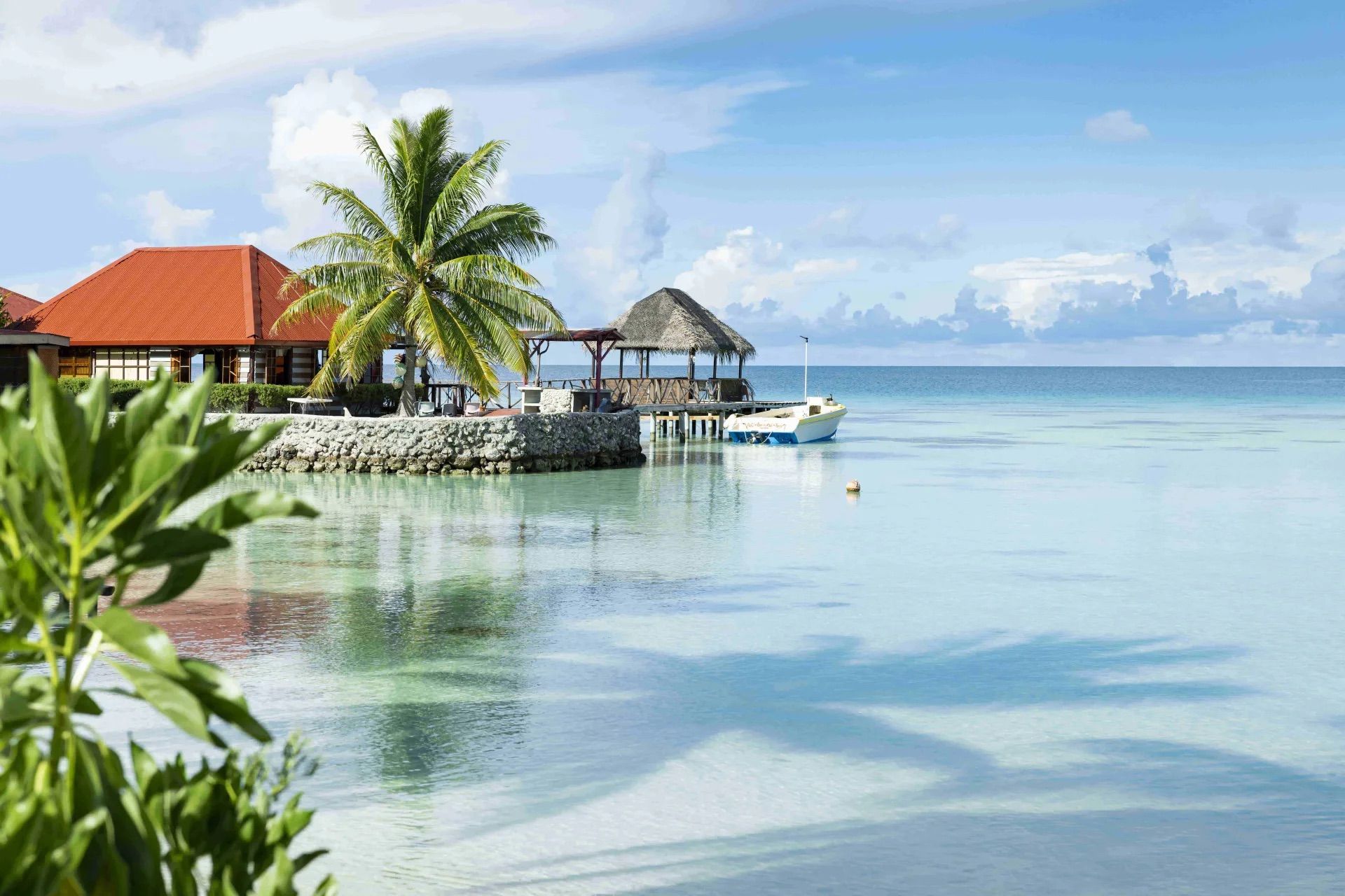 Guesthouse and jetty on the Fakarava lagoon