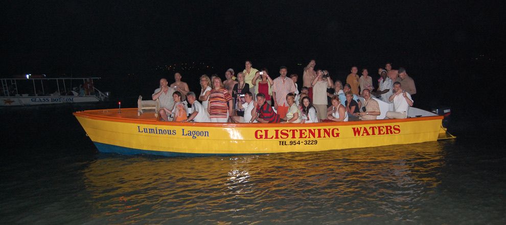 Night boat trip on the lagoon