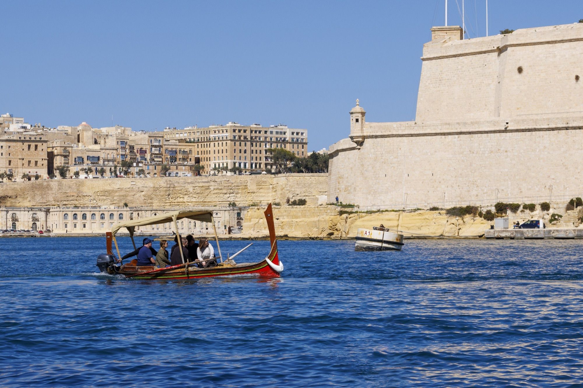 Traditional dgħajsa boat near Fort St Angelo