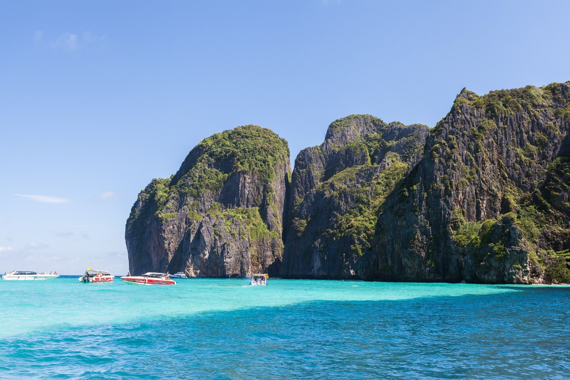 Maya Bay's limestone cliffs
